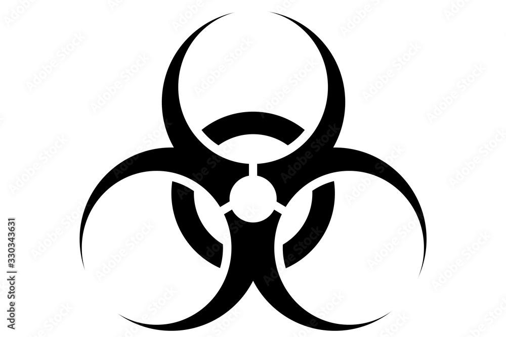 Biohazard sign on white background with copy space. Concept of epidemic virus and quarantine for public health to protect from infections and outbreaks. Biohazard sign on white background with copy space. Concept of epidemic virus and quarantine for public health to protect from infections and outbreaks.