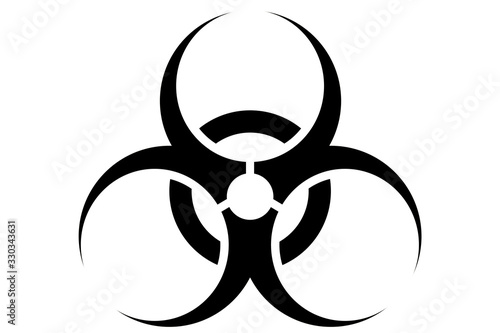 Biohazard sign on white background with copy space. Concept of epidemic virus and quarantine for public health to protect from infections and outbreaks.
