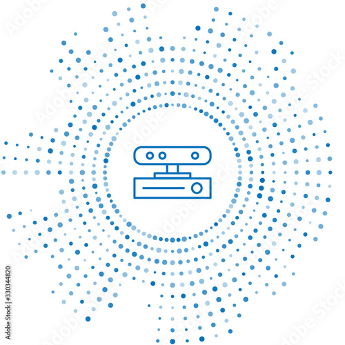 Blue line Motion sensor icon isolated on white background. Abstract circle random dots. Vector Illustration