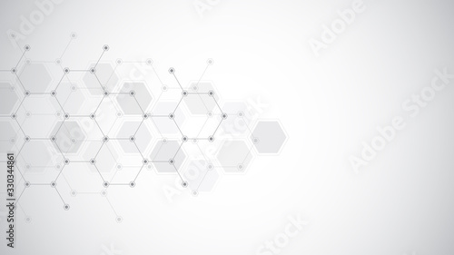 Abstract background with hexagons pattern. Concepts and ideas for medical, science and technology design.