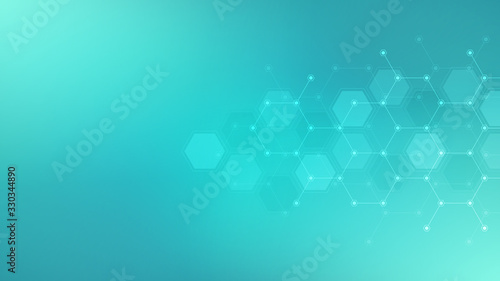 Abstract background with hexagons pattern. Concepts and ideas for medical, science and technology design.