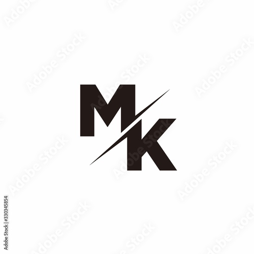 Logo Monogram Slash concept with Modern designs template letter MK photo