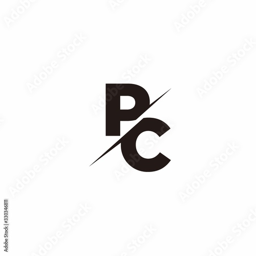 Logo Monogram Slash concept with Modern designs template letter PC
