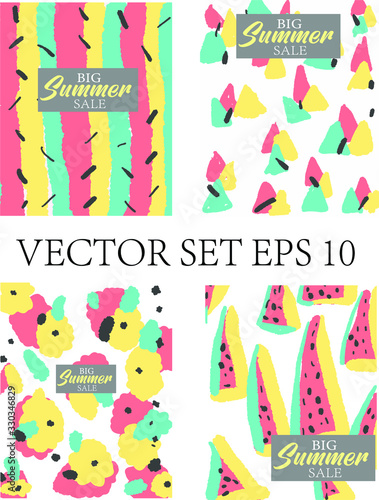 Vector  set abstract summer discount flyer design scandinavia style. © Кристина Литош