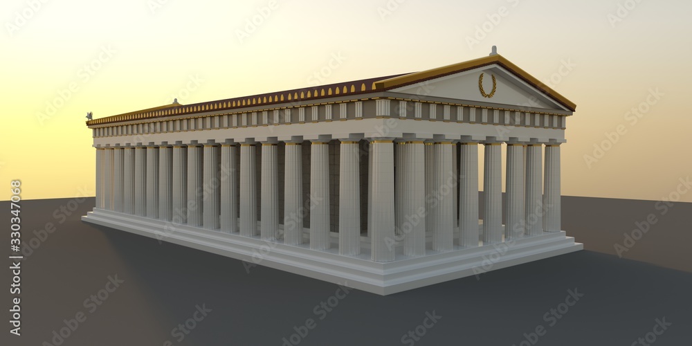 Obraz premium Parthenon, ancient greek temple, visualization, 3D illustration