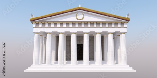 Parthenon, ancient greek temple, visualization, 3D illustration