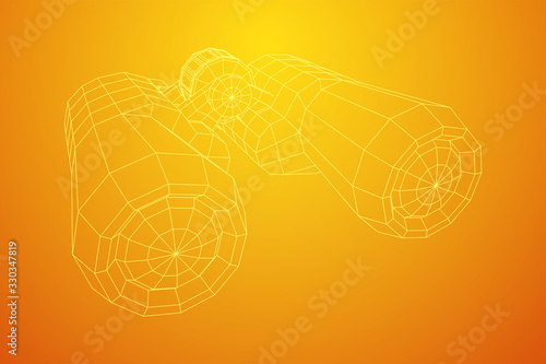 Abstract image of a binoculars. Searching or business vision concept. Wireframe low poly mesh vector illustration