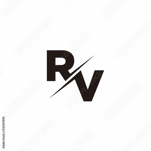 Logo Monogram Slash concept with Modern designs template letter RV