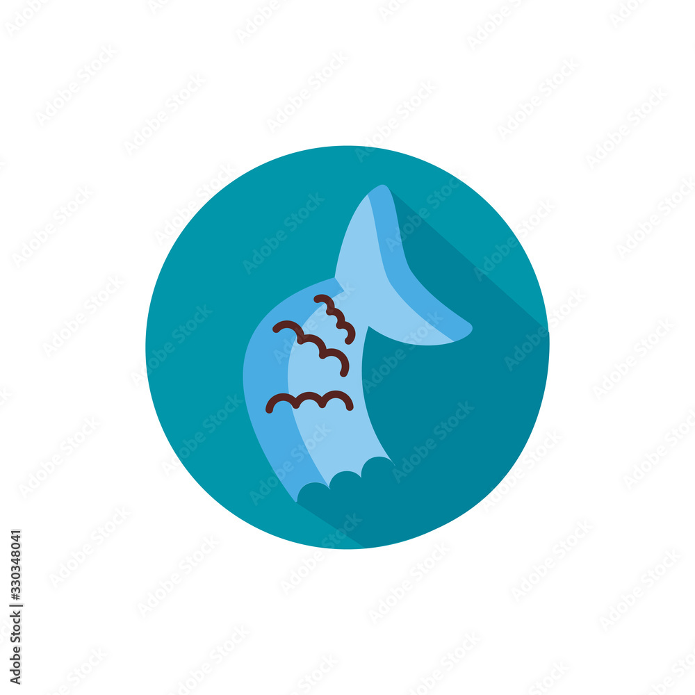 Naklejka premium fish tail sea animal block style icon