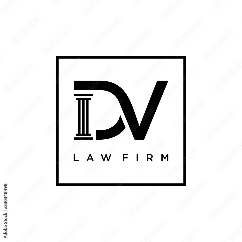 DV letter logo design with monogram luxury law firm vector illustration ...