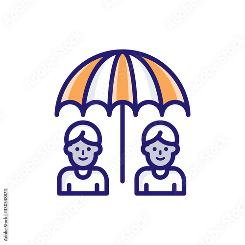 Group Insurance icon Flat Vector Illustration.