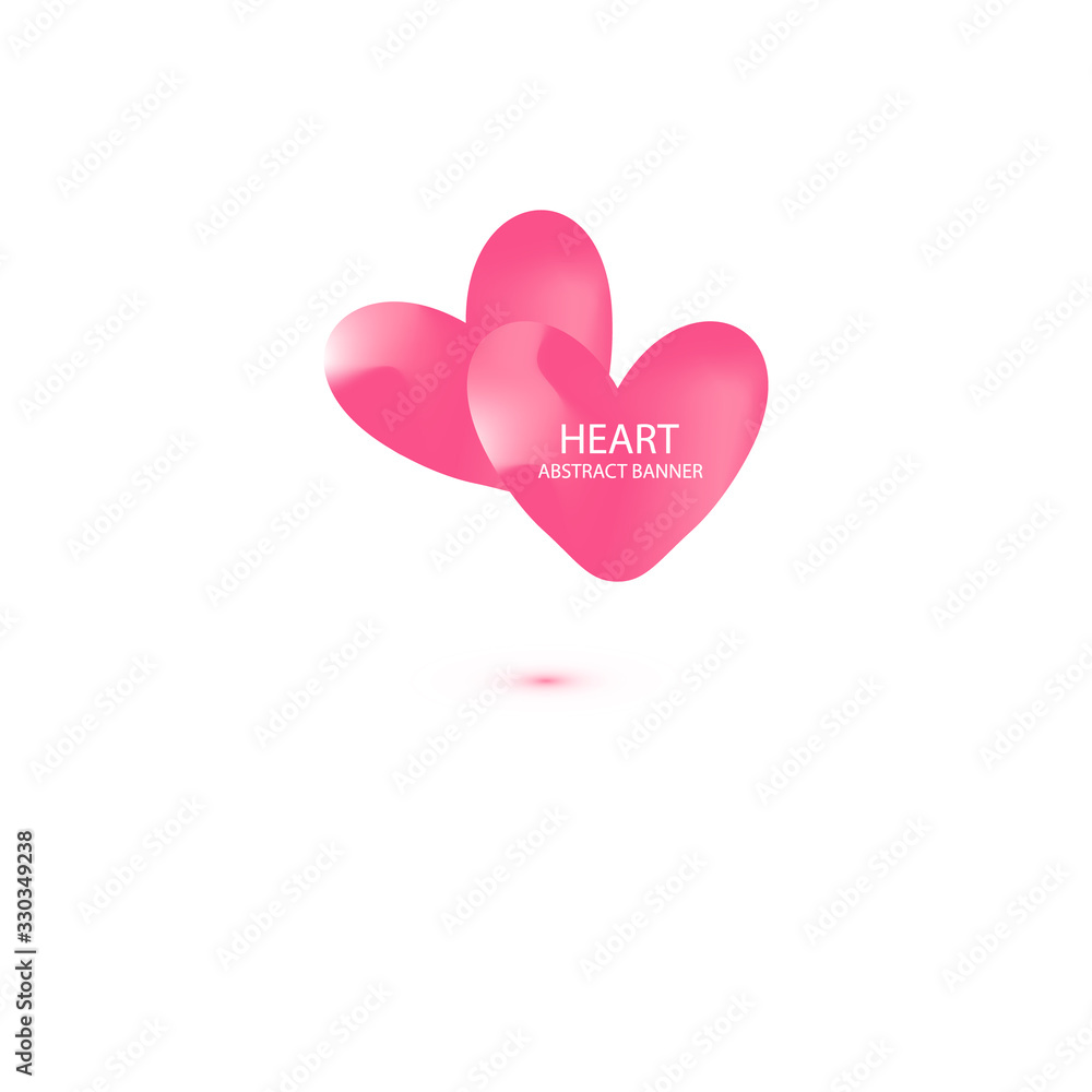Two Hearts abstract banner collections. Organic or fluid shapes with pastel neon color design. Usable for web, social media, print, banner, backdrop, background template. Valentines day celebration