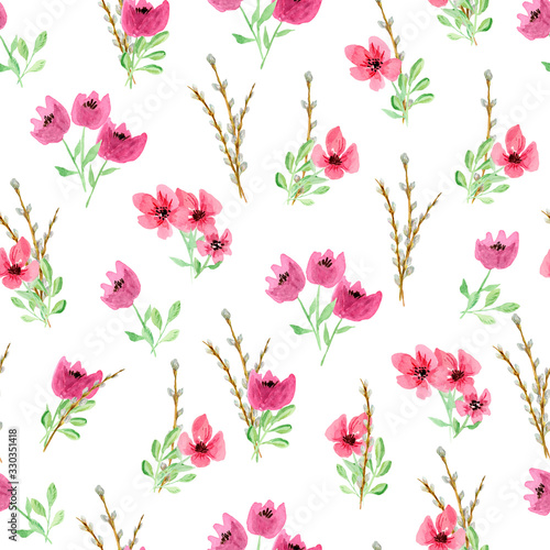 Fototapeta Naklejka Na Ścianę i Meble -  seamless pattern for easter decoration. Watercolor pattern of Easter elements for printing and decoration.