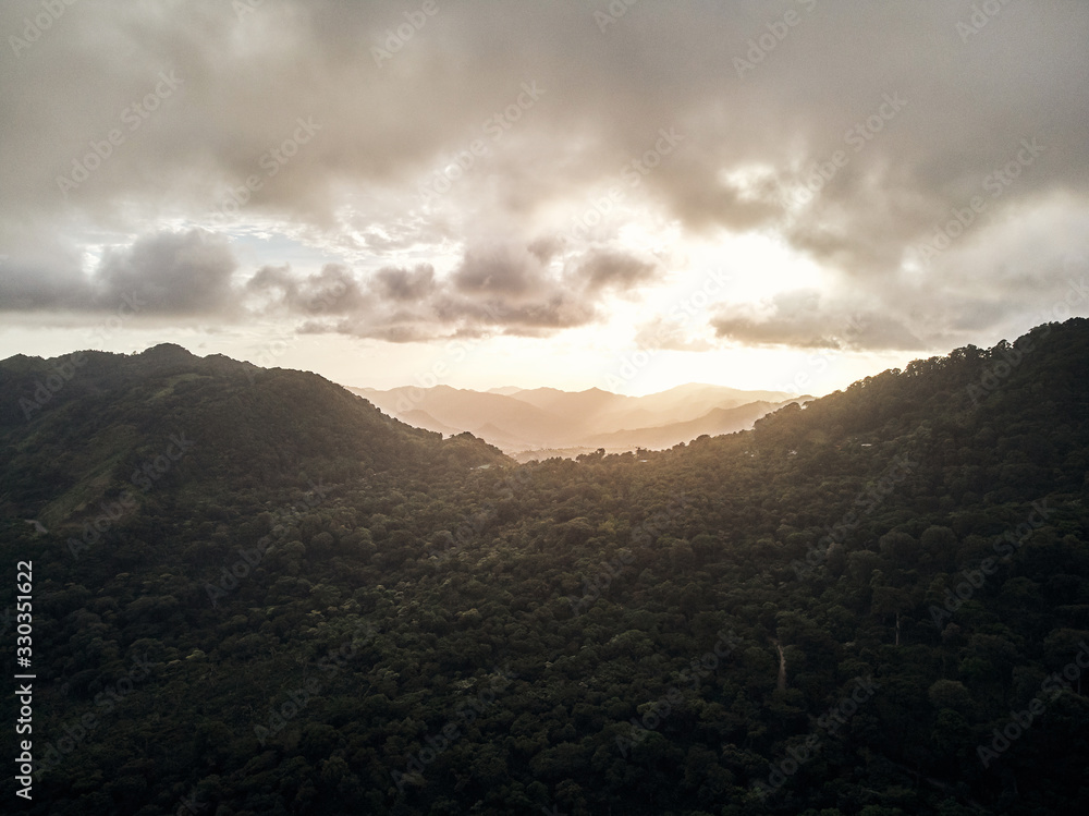 Sunset on mountain hills