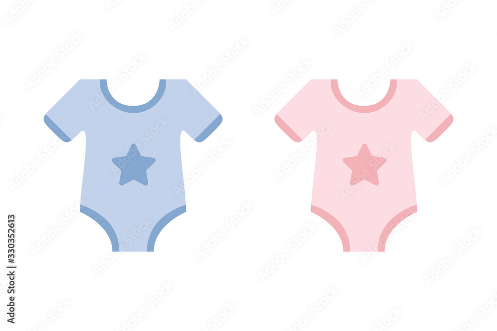 cute blue and pink bodysuit with star for baby boy and girl vector illustration EPS10 cute blue and pink bodysuit with star for baby boy and girl vector illustration EPS10