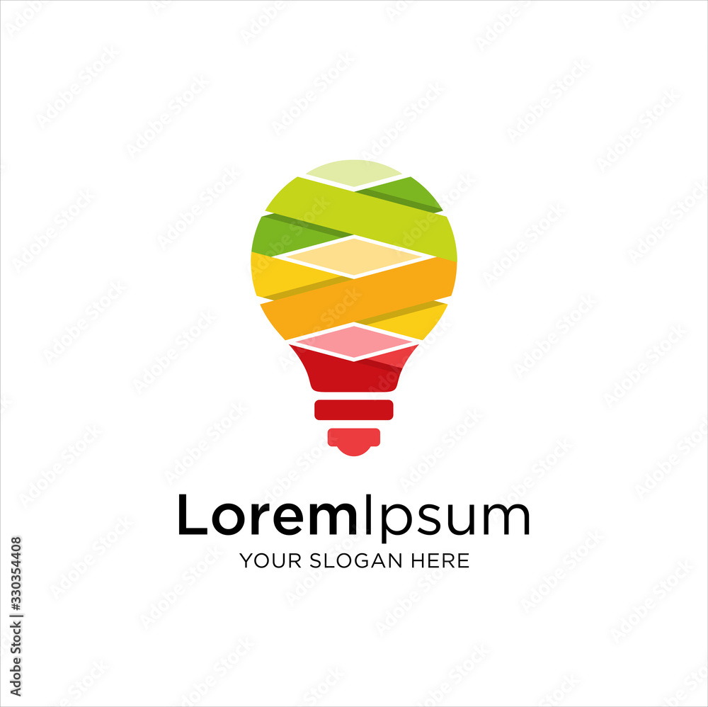 Naklejka premium Bulb Logo Design Colorful. Creative light bulb logo ideas. Smart bulb tech logo icon, Modern icon vector graphic, Bulb digital logo technology Idea