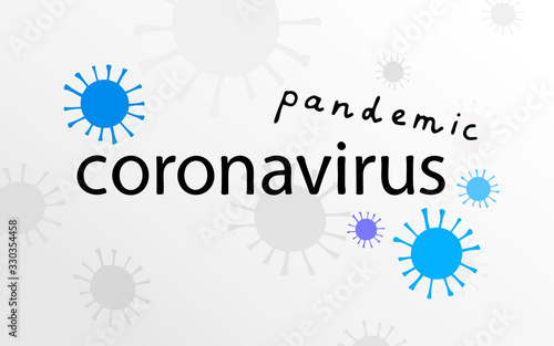 Novel Coronavirus vector lettering, symbol. Hand-drawn Sign 2019-nCoV, MERS-Cov on gradient background. Stylized medical illustration. Abstract virus model logotype. Pandemic Coronavirus stock Banner