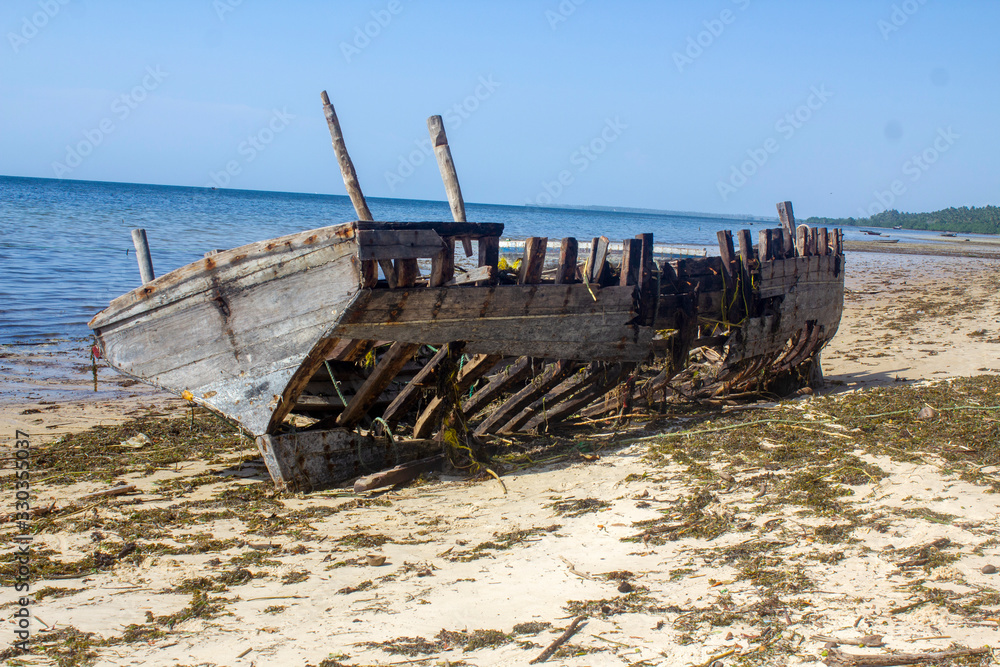 old fishing boat on the beach