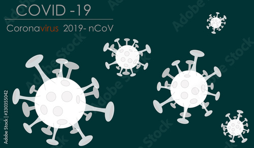 Coronavirus SOLID 19, corona, 2019 - nCoV, SARS icon. Black white. Transparent Corona virus. Large and small microbe cell. Pandemic. Diseased, Dark green background. Medical illustration Vector