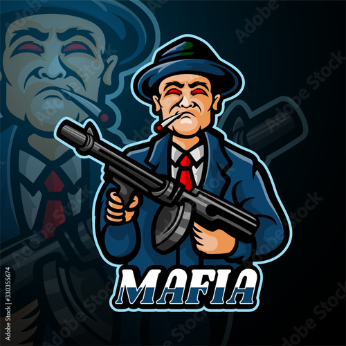 Mafia mascot sport esport logo design