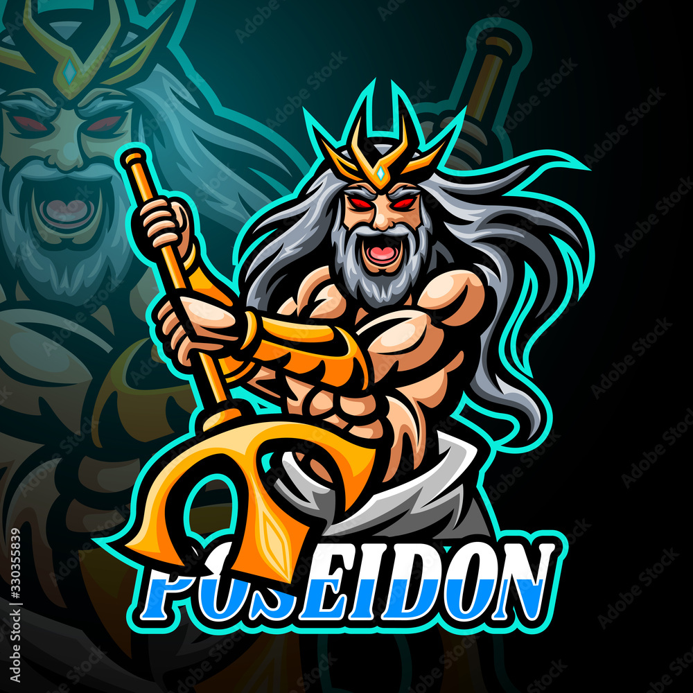 Poseidon mascot sport esport logo design