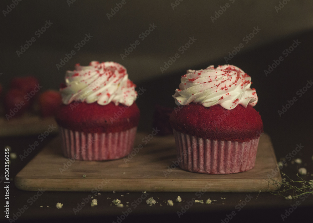 sweet red velvet cupcake desert