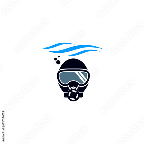 Scuba diving glyph icon on white background