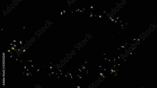 Spring leaf fall on a black background.