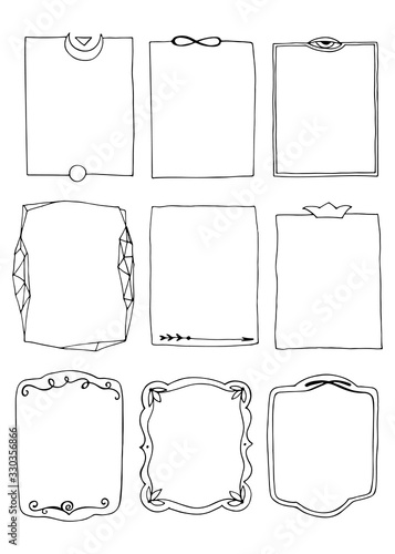Set of hand drawn doodle frames.