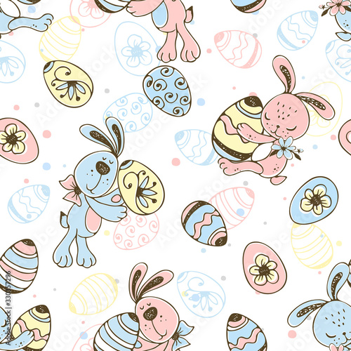 Seamless pattern with Easter eggs. Vector.