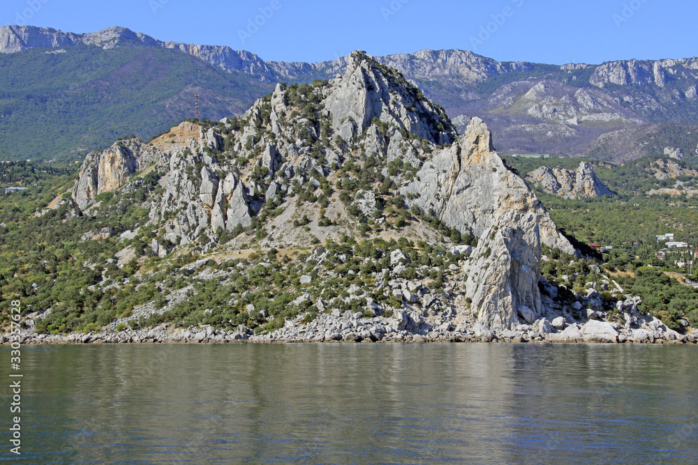 Rock Diva and Mountain Cat on the coast of Simeisa in Crimea
