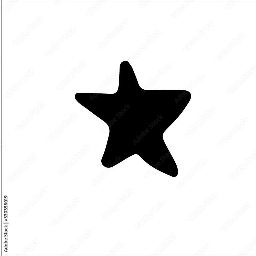 Simple star drawn in outline isolated on white. Single vector illustration in cartoon doodle style. Simple star drawn in outline isolated on white. Single vector illustration in cartoon doodle style.