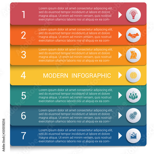 Infographics from color strips. Modern infographics 7 options for banner, business processes, workflow, diagram, flowcharts