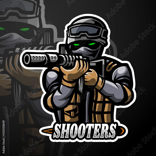 Shooters esport logo mascot design photo