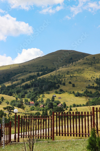 Wooden fence in the mountains