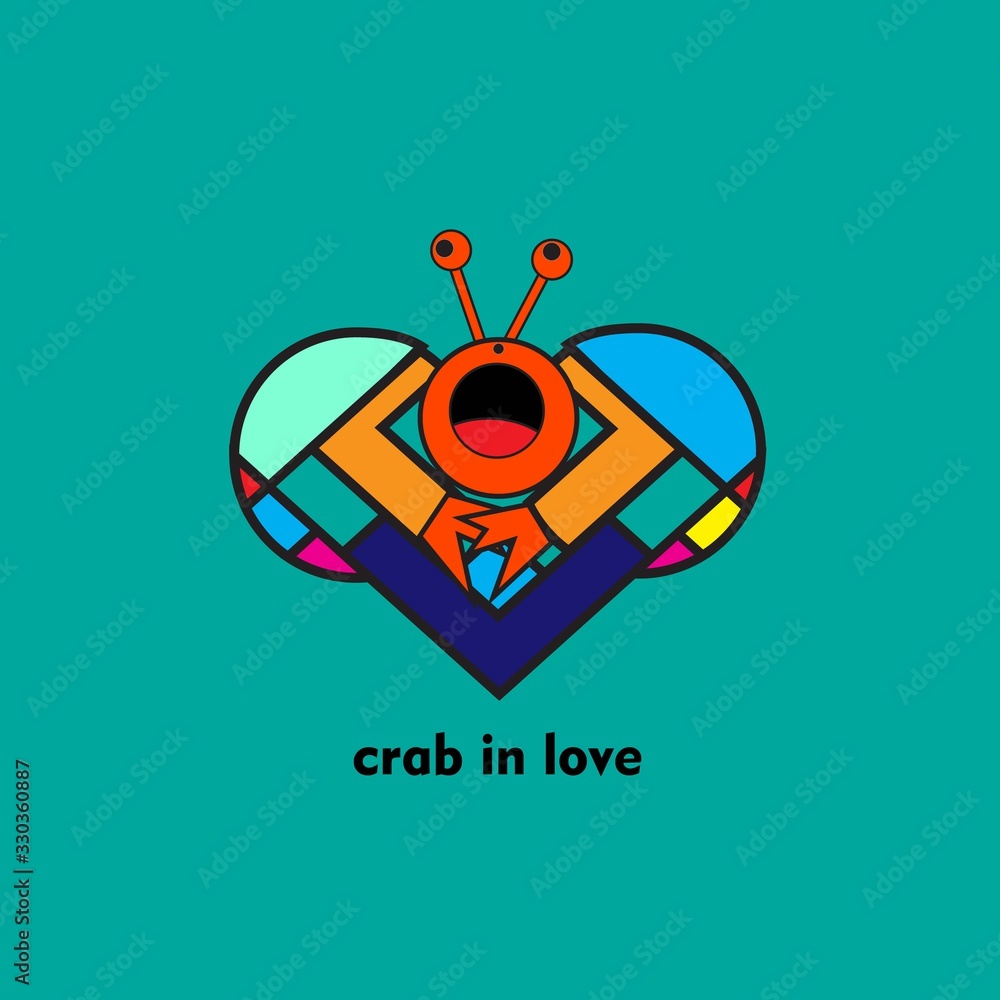 Fototapeta premium vector illustration of crab in love