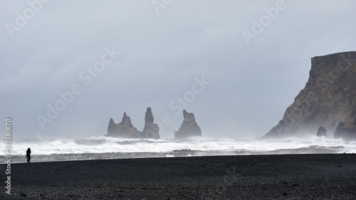 rocks in the rough sea in iceland vik