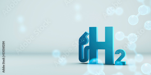 H2 Wasserstoff Logo mit Molekülen, Innovation und Zukunftstechnologie