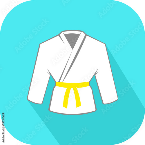 Martial Arts Yellow Belt Rank Flat Icon vector Illustration.