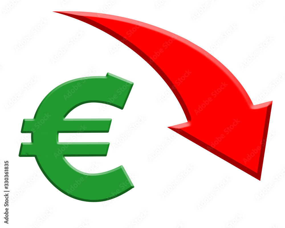 An illustration showing the fall of the Euro An illustration showing the fall of the Euro
