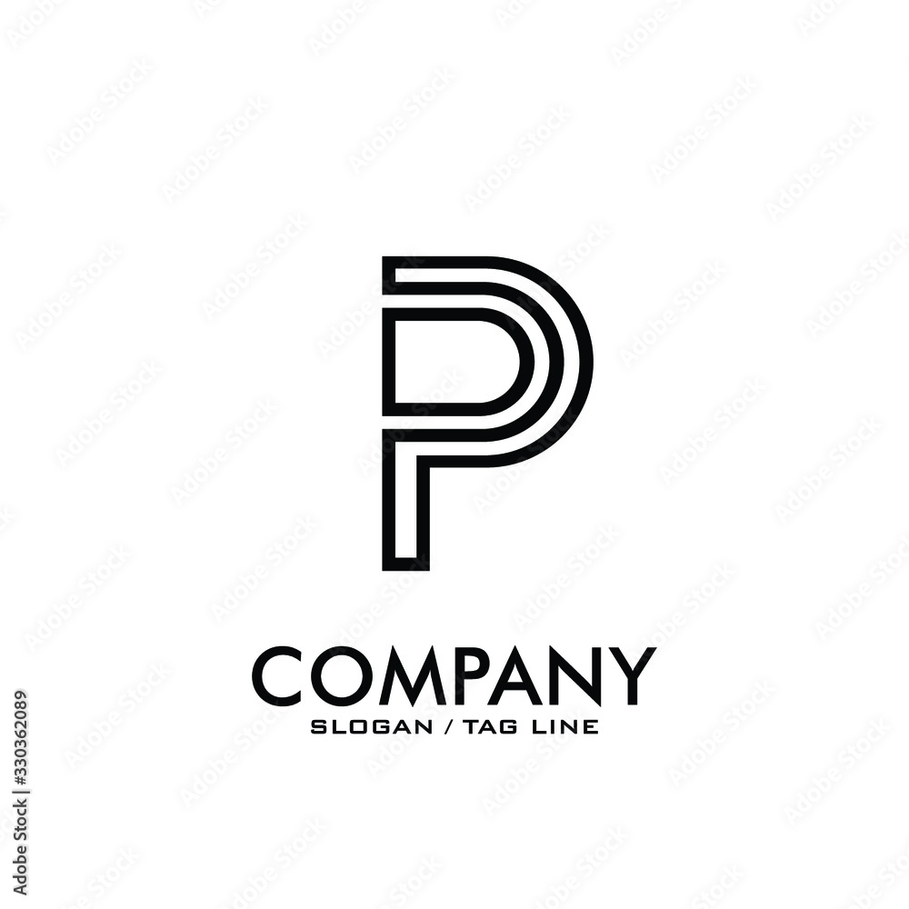 initial letter P lines company logo design vector initial letter P lines company logo design vector