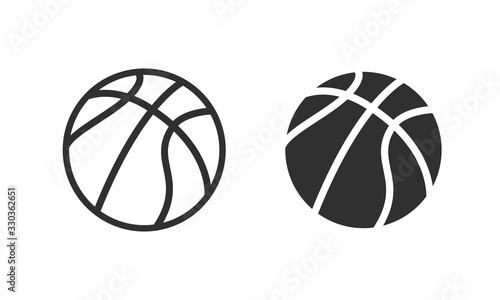 Basketball flat icons. White and black sport icons. Vector basketball balls.