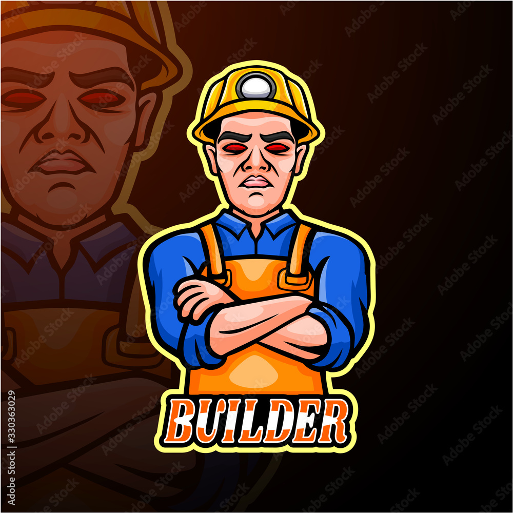 Builder esport logo mascot design