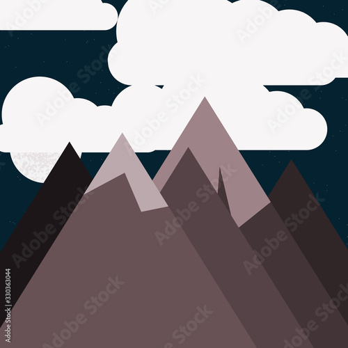 Mountains Panorame Abstract Random Placed Generative Art background illustration