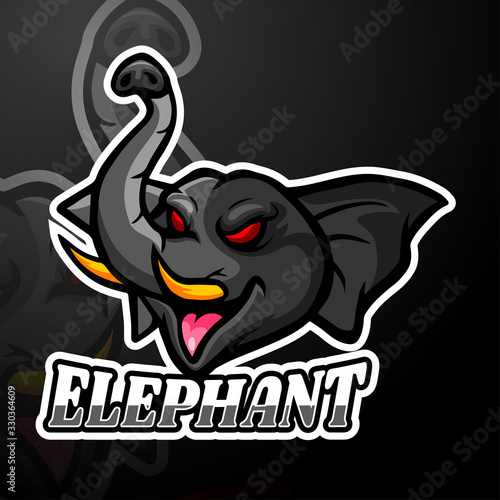 Elephant esport logo mascot design