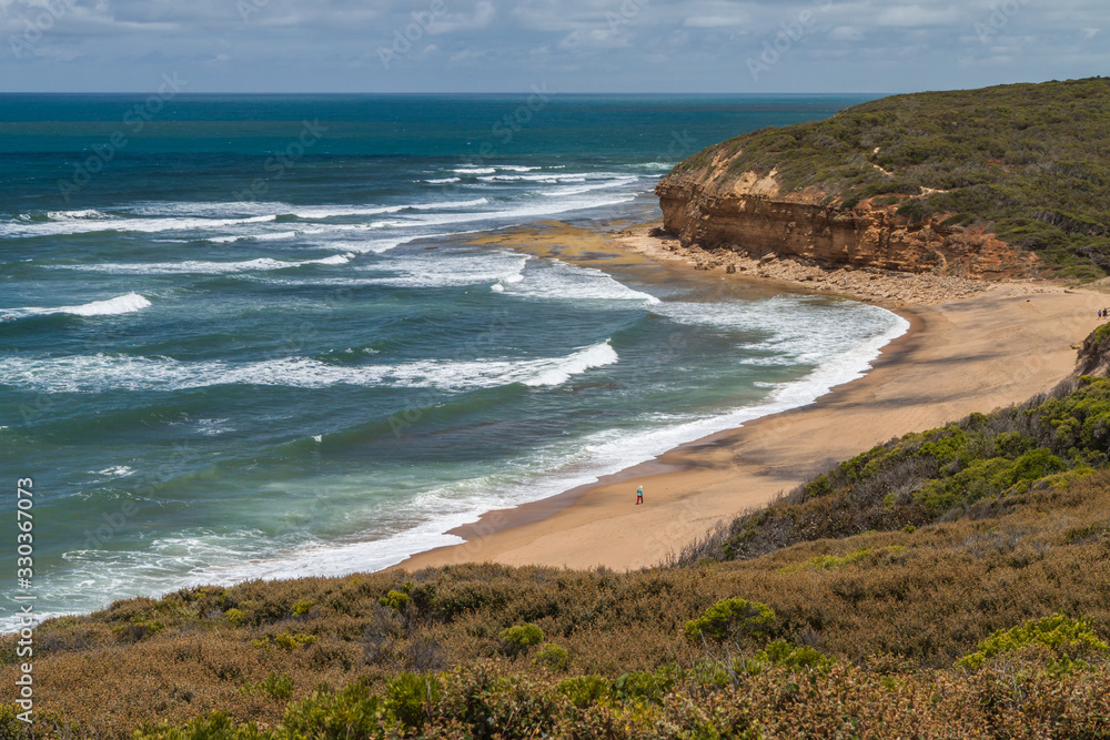 Scenic view of Bells Beach, Australia from the clifftop