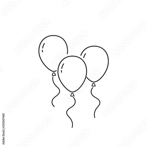 Balloons line icon isolated on white background. Vector