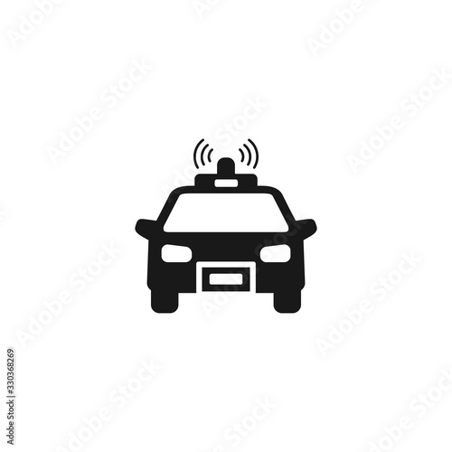 Police car icon on white. Vector illustration