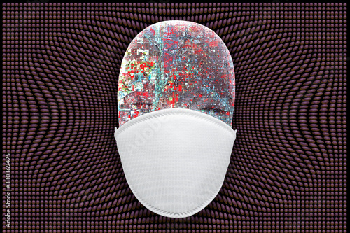 Wallpaper Mural health mask with virus droplet showing global pandemic breakout Torontodigital.ca