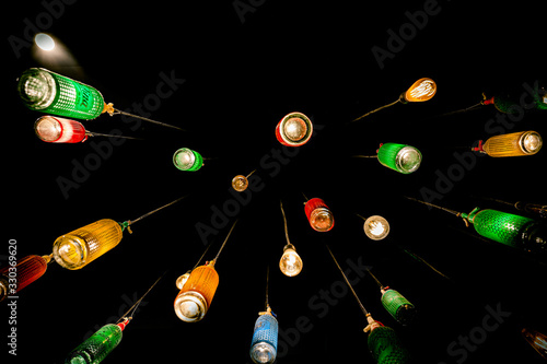 Photography light bulbs in colorful bottles